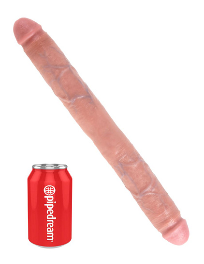 Реалистичный двухсторонний фаллоимитатор King Cock 16 Thick 40.6 см, телесный