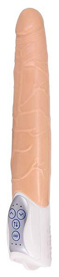 Длинный вибратор-пульсатор Long John, 20 см, телесный