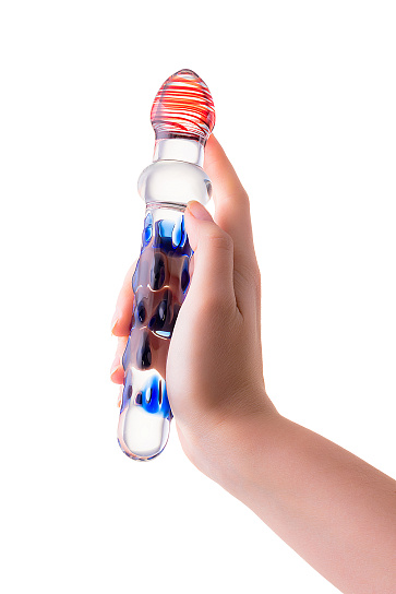 Glas стимулятор с ребристой поверхностью, 13 см