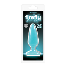 Анальная пробка мини Firefly Pleasure Plug - Medium светящаяся, голубая