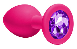 Анальная пробка конусообразной формы Emotions Cutie, размер М, темно-фиолетовый кристал