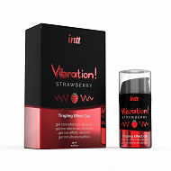 Возбуждающий гель с эффектом вибрации Intt Cosmetics Strawberry, 15 мл
