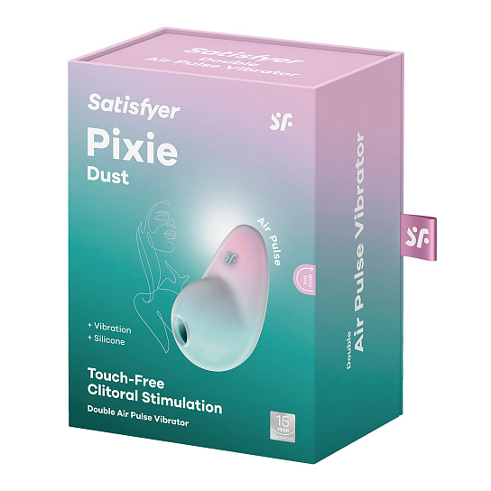 Вакуумно-волновой вибратор для клитора Satisfyer Pixie Dust, зелено-розовый