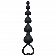 Анальная цепочка с держателем Lola Toys Hearts Beads, черная