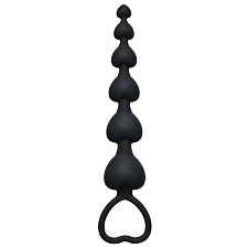 Анальная цепочка с держателем Lola Toys Hearts Beads, черная