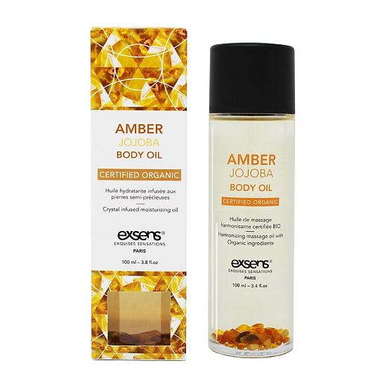 Натуральное масло для массажа с драгоценными камнями Exsens Amber Jojoba, 100 мл Натуральное масло для массажа с драгоценными камнями Exsens Amber Jojoba, 100 мл
