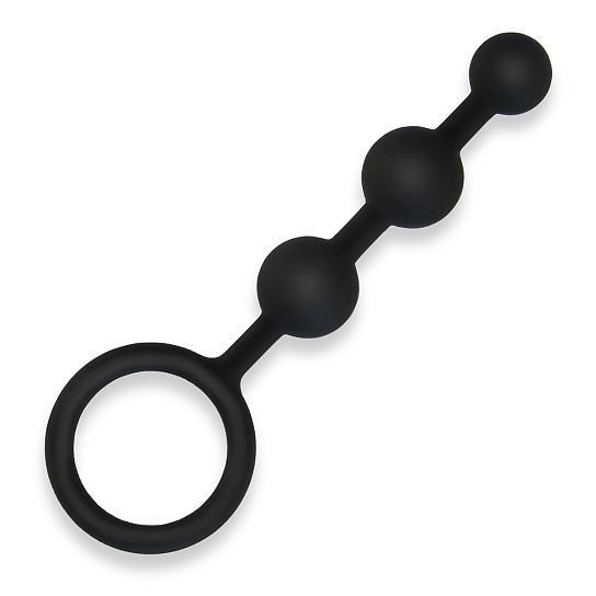 Анальные бусы из силикона класса люкс 3 шарика, черные