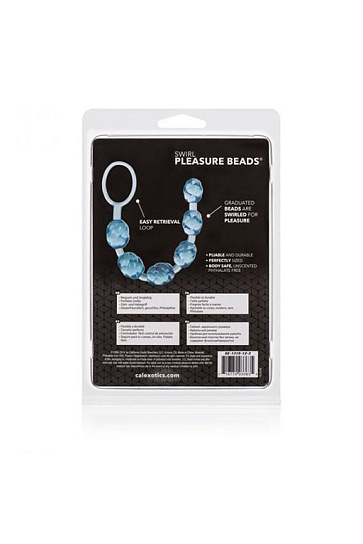 Анальные шарики Swirl Pleasure бирюзовые, из ПВХ, бирюзовые