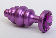 Фигурная анальная пробка фиолетовая с фиолетовым кристаллом
