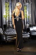 Вечернее платье черного цвета с эротичным вырезом капелькой, S/M
