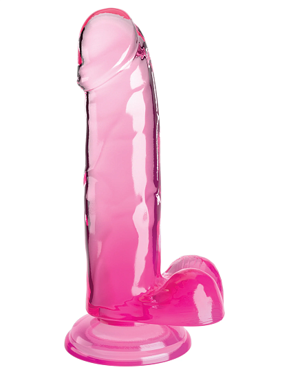 Фаллоимитатор с мошонкой на присоске King Cock Clear 7, розовый