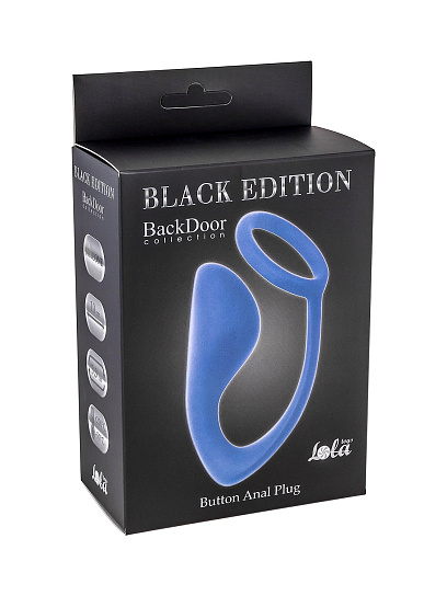 Анальный стимулятор с эрекционным кольцом Black Edition, синий