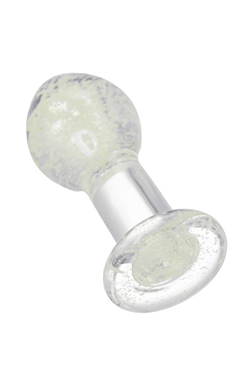 Стеклянная анальная пробка Sexus Glass, светится в темноте, 6.5 см, прозрачная