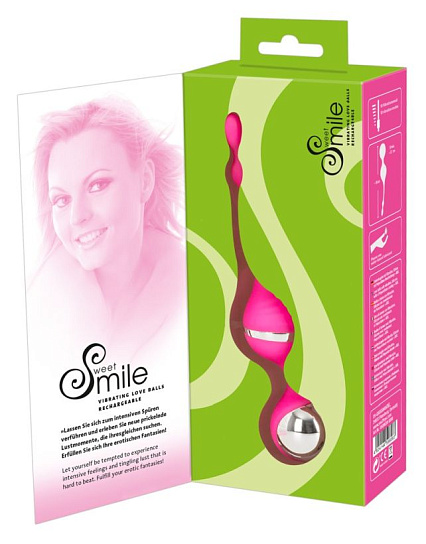 Розовые вагинальные виброшарики Love Balls 75 с USB, диаметр 3,7 см
