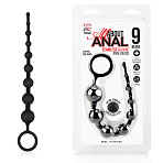 Анальные бусы из силикона класса люкс 9 шариков, черные