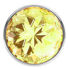 Анальный страз Diamond из гигиеничного металла со стразом, желтый