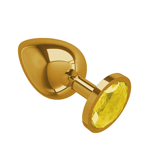 Gold большая анальная пробка с желтым кристаллом