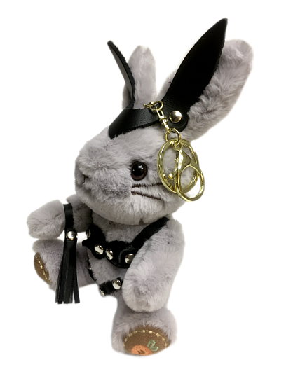 Подарочный бдсм-зайчик BDSM-Арсенал с плетью песочный, мини-размер