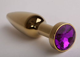 Анальная втулка под золото с фиолетовым кристаллом, 4sexdream