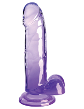 Фаллоимитатор с мошонкой на присоске King Cock Clear 7, фиолетовый