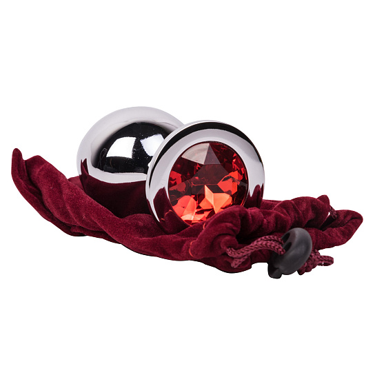 Большой плаг из стали с красным кристаллом