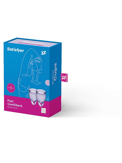 Набор менструальных чаш Satisfyer Feel Confident с петелькой, 2 шт, фиолетовые Набор менструальных чаш Satisfyer Feel Confident с петелькой, 2 шт, фиолетовые