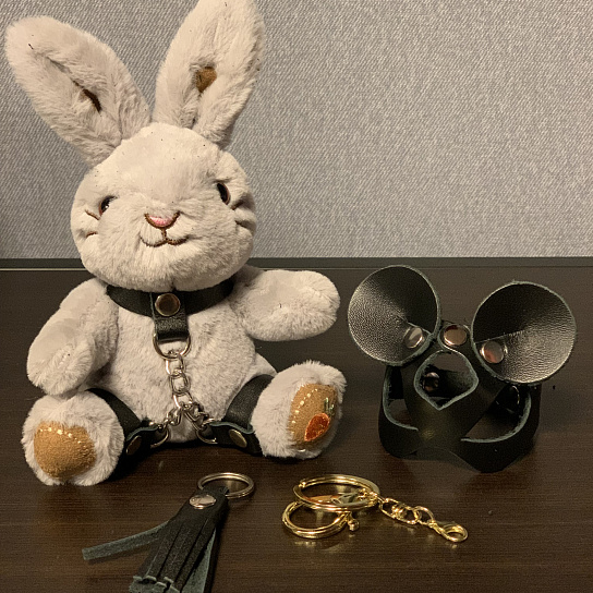 Подарочный бдсм-зайчик BDSM-Арсенал в маске мышки серый, мини-размер