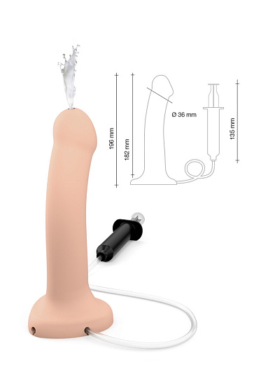 Ремневой страпон с имитацией семяизвержения Strap-on-me, 19.6 см, телесный