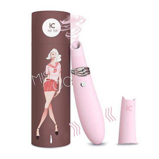 Вибратор с вакуумным стимулятором KisToy Miss CC, розовый