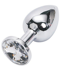 Анальная пробка серебряная с кристаллом, Luxurious Tail, S