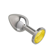 Анальная пробка Silver с желтым кристаллом