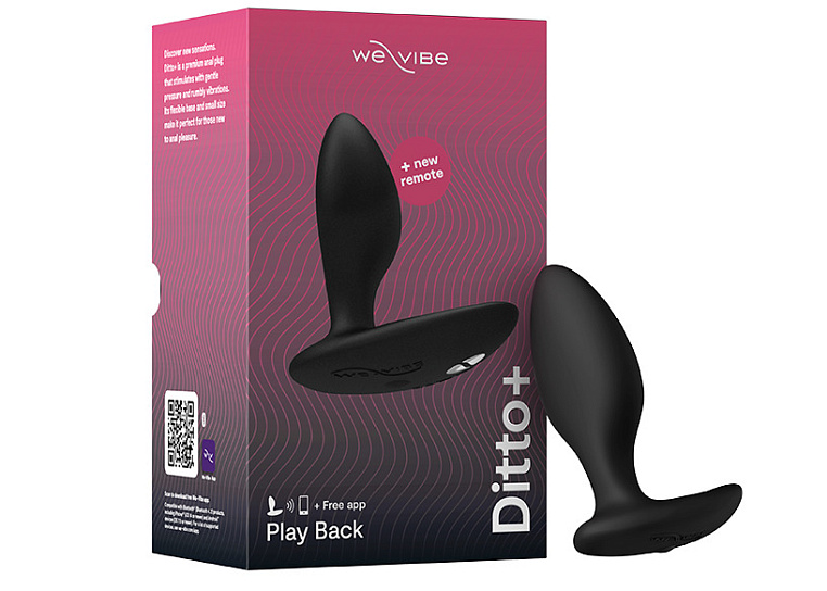 Анальный вибратор We-Vibe Ditto+ с пультом и приложением, черный