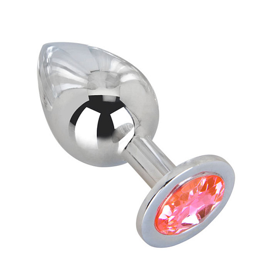 Большой плаг из стали с розовым кристаллом