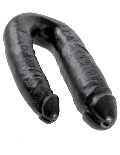 Фаллос двухголовый большой U-Shaped Large Double Trouble 17.8 см, черный