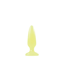 Анальная пробка мини Firefly Pleasure Plug - Mini светящаяся, желтая