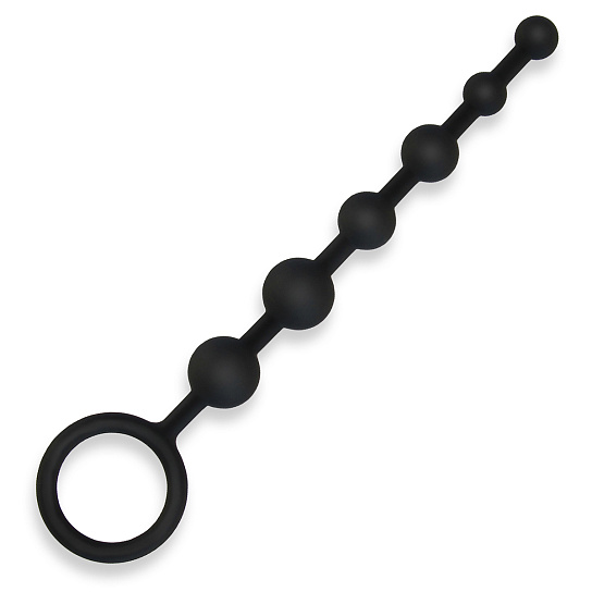 Анальные бусы из силикона класса люкс 6 шариков, черные