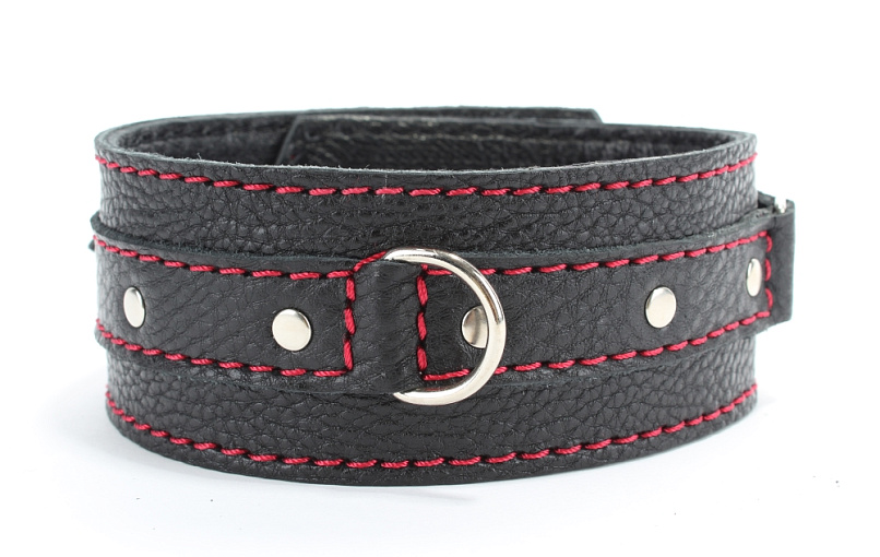 Ошейник из натуральной кожи с D-кольцом