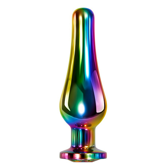 Радужная анальная пробка малая Evolved Rainbow Metal Plug, средняя