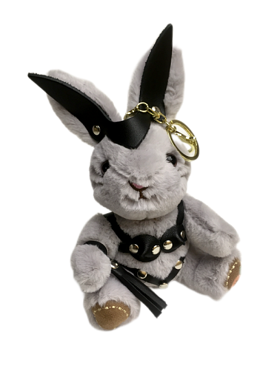 Подарочный бдсм-зайчик BDSM-Арсенал с плетью песочный, мини-размер