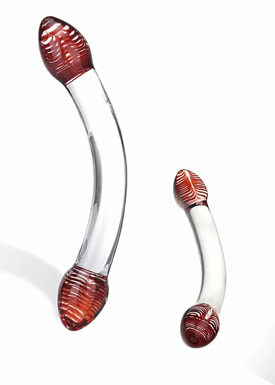 Изогнутый фаллоимитатор из стекла Red Head, 22 см