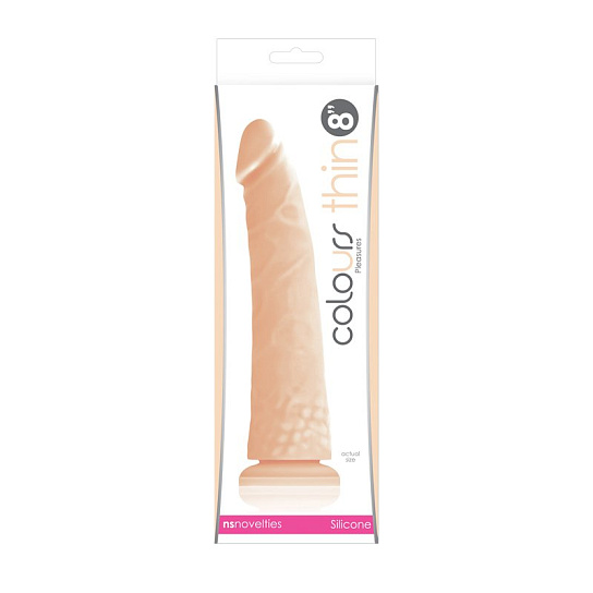 Пенис на присоске Colours Pleasures Thin 8 Dildo, телесный, 18 см