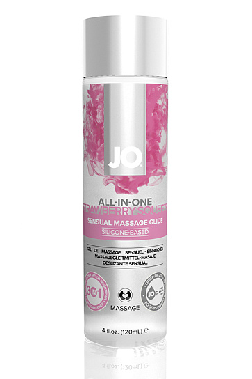 Массажный гель-лубрикант с ароматом клубники All-In-One Massage Glide Strawberry, 120 мл