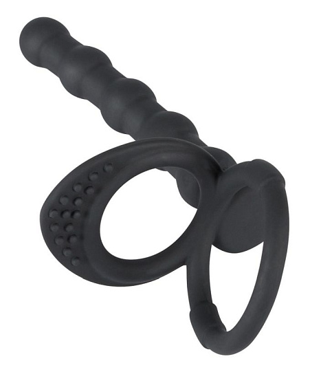 Насадка для двойного проникновения Black Velvets Cock&Ball ring