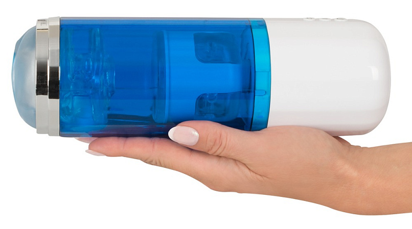 Мастурбатор с тремя функциям: ротация, вибрация и эффект посасывания