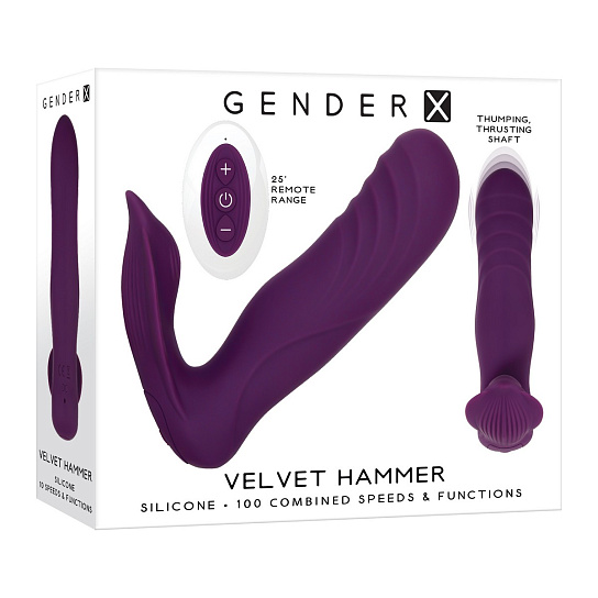 Вибромассажер ударный с клиторальным стимулятором Evolved Gender X VELVET HAMMER