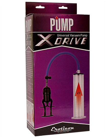 Мужская помпа Eroticon PUMP X-Drive с обратным клапаном, 28 см