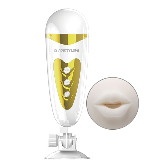 Мастурбатор на присоске в колбе Mouth style с вибрацией