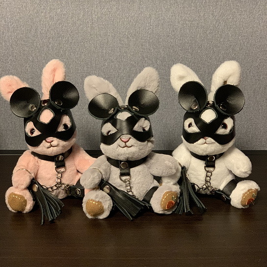 Подарочный бдсм-зайчик BDSM-Арсенал в маске мышки розовый, мини-размер