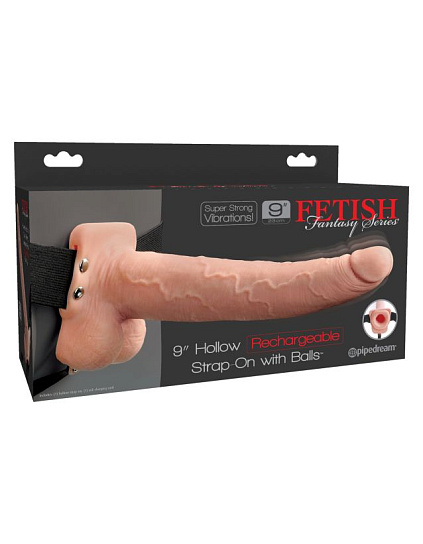 Перезаряжаемый вибрострапон полый Fetish Fantasy 9