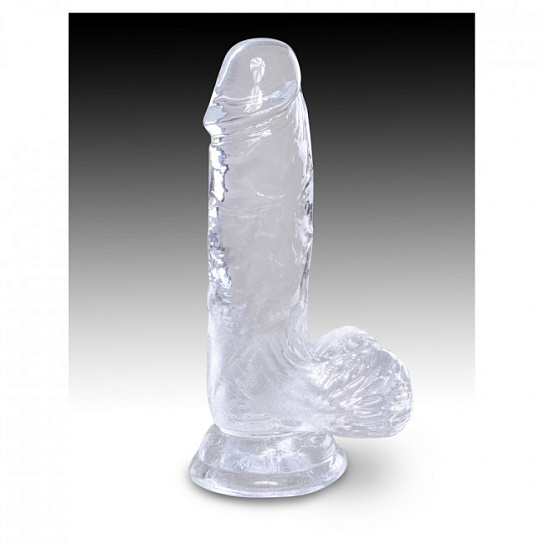 Фаллоимитатор с мошонкой на присоске King Cock Clear 10,8 см